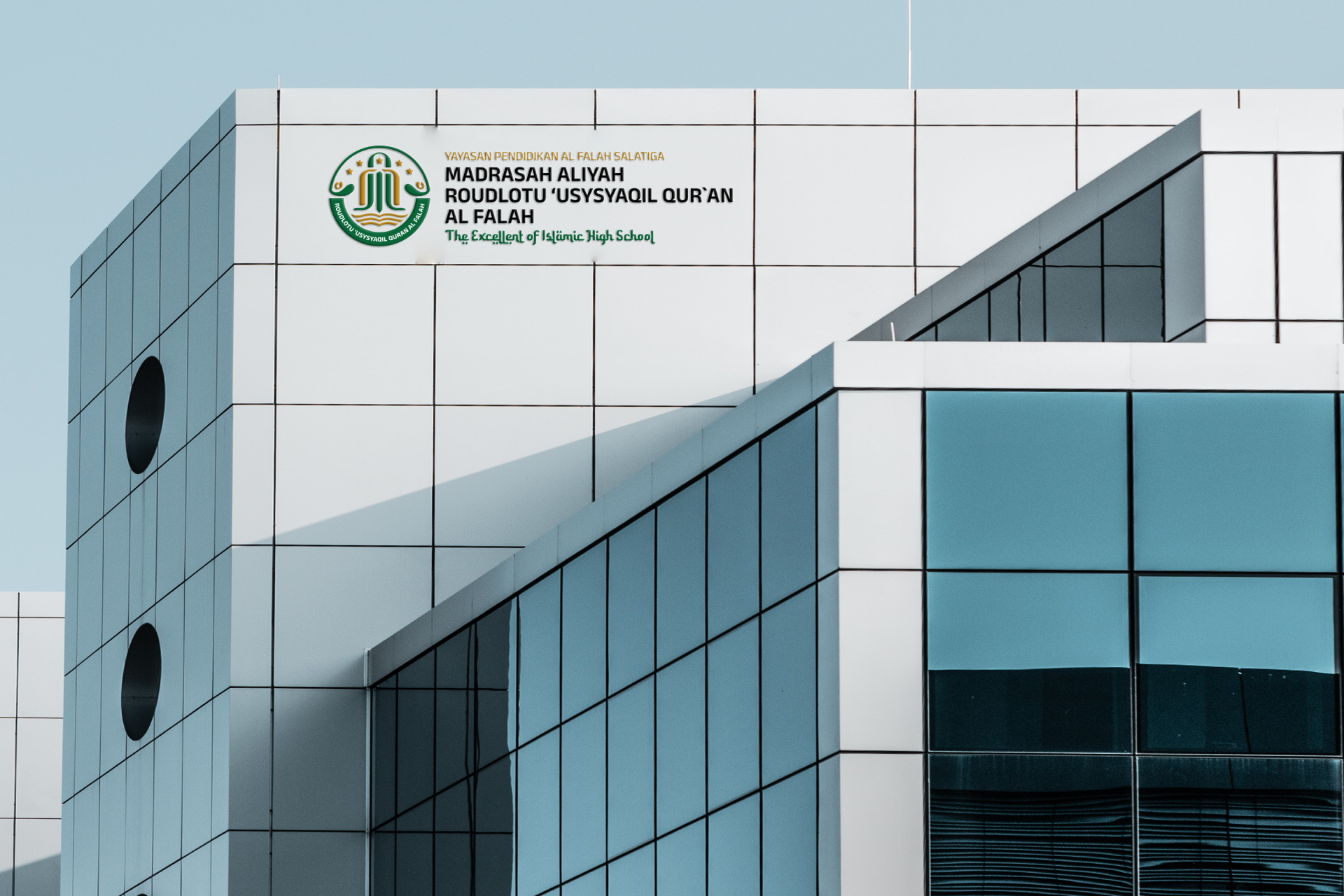 Modern Office Building 3D Logo Mockup